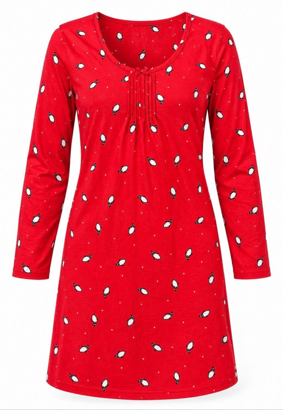 Laura Scott Christmas Penguin Sleep Shirt Red Top Hat Print XXL